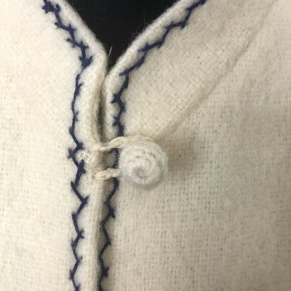 Vintage Fast Dves Wool Floral Embroidered Greece Jacket S Woman Hipster Grandma - Picture 6 of 12